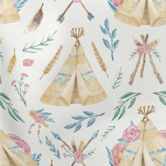 Hand Drawn Indian Tent Lightweight Cotton Poplin