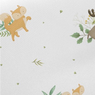 Christmas Elk And Fox Midweight Cotton Poplin