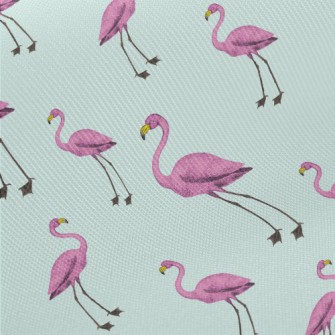 Hand Drawn Purple Flamingo Midweight Cotton Poplin