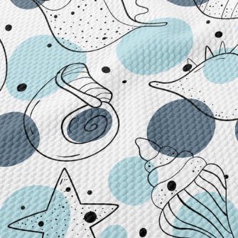 Simple Depiction Of Seashells Birdseye Piqué