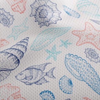 Coral Reef Shell Fish Athletic Mesh Flat Back