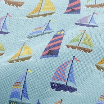 Lighthouse And Dotted Sailing  Performance Linen