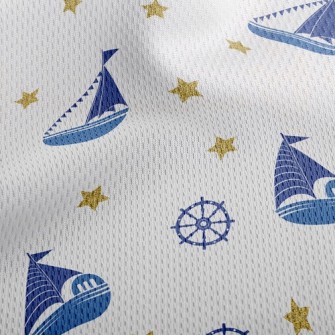Sequin Star Sailing Ship Athletic Mesh Flat Back