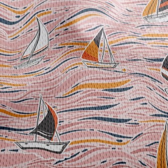 Hand Drawn Sailboat Athletic Mesh Flat Back