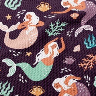 Dancing Mermaid In The Sea Birdseye Piqué