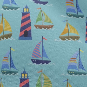 Lighthouse And Dotted Sailing  Chiffon