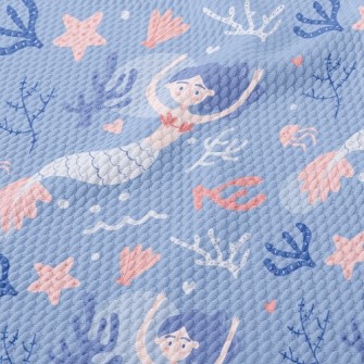 Elegant Swimming Mermaid Birdseye Piqué