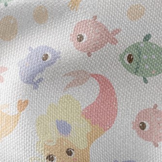 School Of Fish And Mermaid Waterproof Canvas