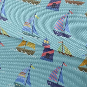 Lighthouse And Dotted Sailing  Waterproof Oxford