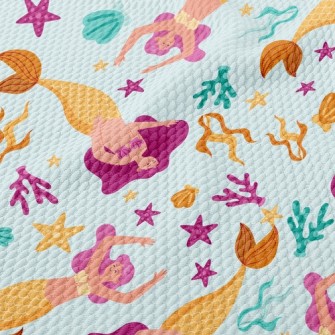 Mermaid Seaweed Starfish Birdseye Piqué