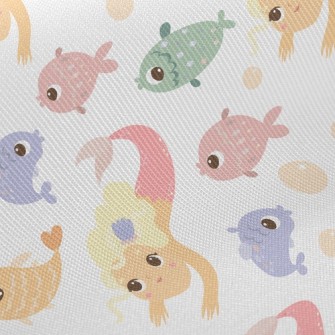 School Of Fish And Mermaid Twill