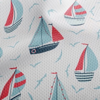 Seagull And Sailboat Athletic Mesh Flat Back