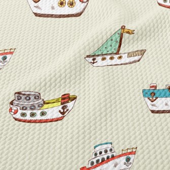 Various Fishing Boats Birdseye Piqué