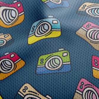 Cartoon Colorful Camera Athletic Mesh Flat Back