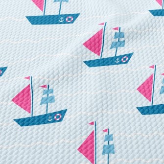 Nautical Sailing Ship Birdseye Piqué