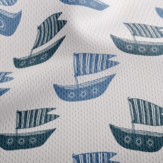 Cartoon Striped Boat Athletic Mesh Flat Back