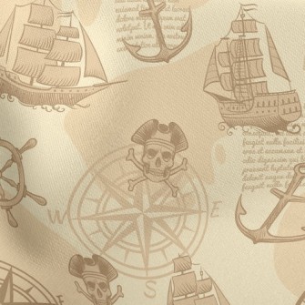 Skeleton Pirate Ship Stretch Ponte