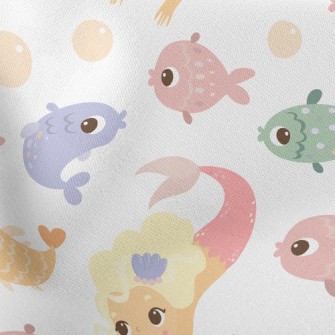 School Of Fish And Mermaid Stretch Ponte