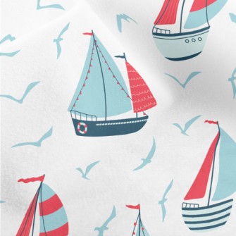 Seagull And Sailboat Micro Fleece