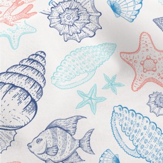 Coral Reef Shell Fish Micro Fleece