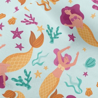 Mermaid Seaweed Starfish Micro Fleece