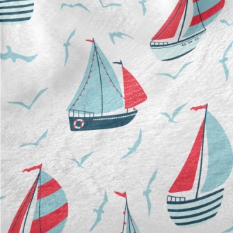 Seagull And Sailboat Minky
