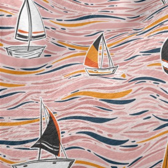 Hand Drawn Sailboat Minky