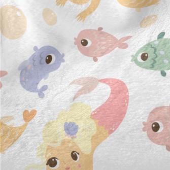 School Of Fish And Mermaid Minky