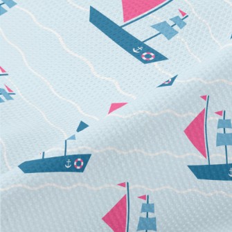 Nautical Sailing Ship Piqué