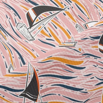 Hand Drawn Sailboat Piqué