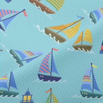 Lighthouse And Dotted Sailing  Piqué