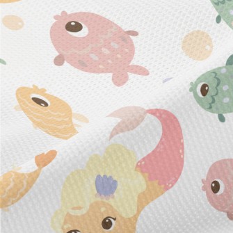 School Of Fish And Mermaid Piqué