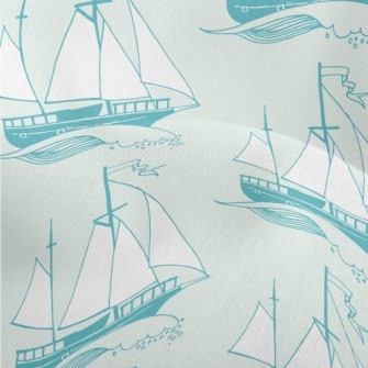 Sailing Boat On The Waves Lightweight Performance Linen