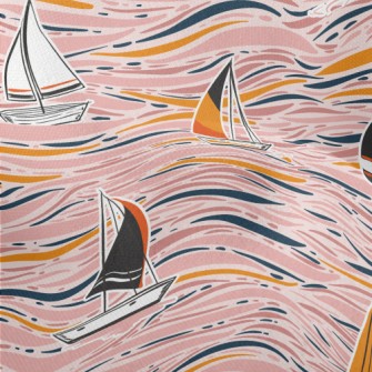 Hand Drawn Sailboat Lightweight Performance Linen