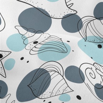 Simple Depiction Of Seashells Lightweight Performance Linen