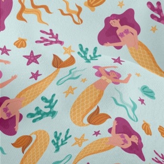 Mermaid Seaweed Starfish Lightweight Performance Linen