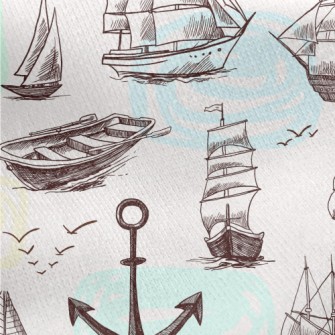 Sailing Wooden Boat Jersey Backed Fleece