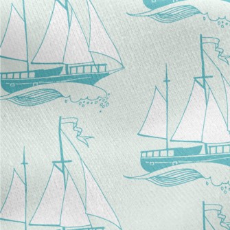Sailing Boat On The Waves Jersey Backed Fleece