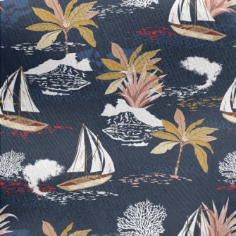 Sailing Ship Drifting Jersey Backed Fleece