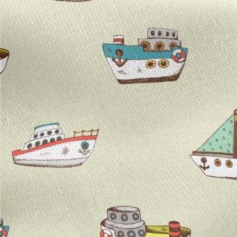 Various Fishing Boats Jersey Backed Fleece