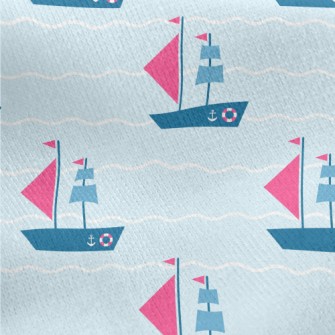 Nautical Sailing Ship Jersey Backed Fleece