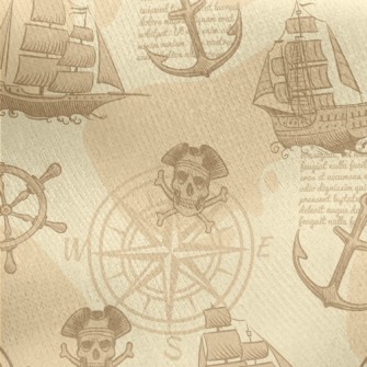 Skeleton Pirate Ship Jersey Backed Fleece