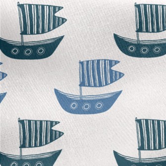 Cartoon Striped Boat Jersey Backed Fleece