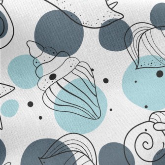 Simple Depiction Of Seashells Jersey Backed Fleece