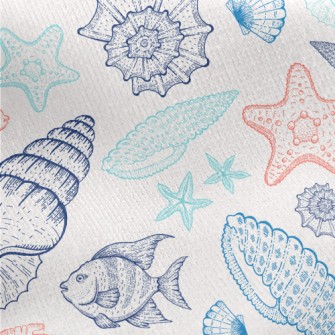 Coral Reef Shell Fish Jersey Backed Fleece