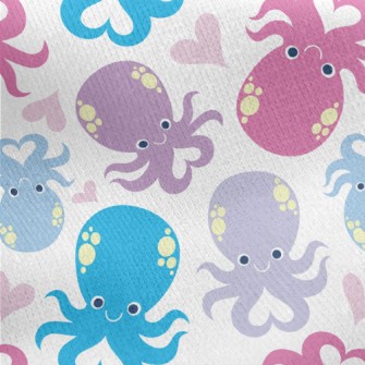 Playful Loving Octopus Jersey Backed Fleece