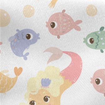 School Of Fish And Mermaid Jersey Backed Fleece
