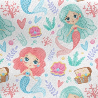 Pearl Treasure Mermaid Jersey Backed Fleece