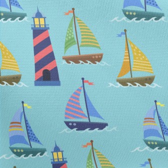 Lighthouse And Dotted Sailing  Pongee