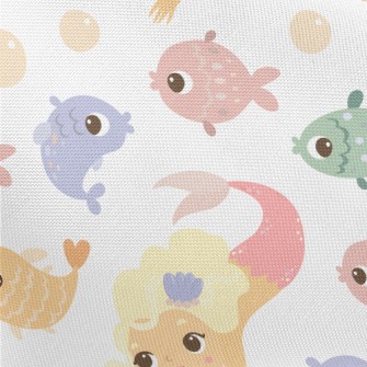 School Of Fish And Mermaid Pongee